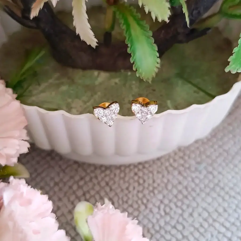 Heart-Shaped Crystal Stud Earrings
