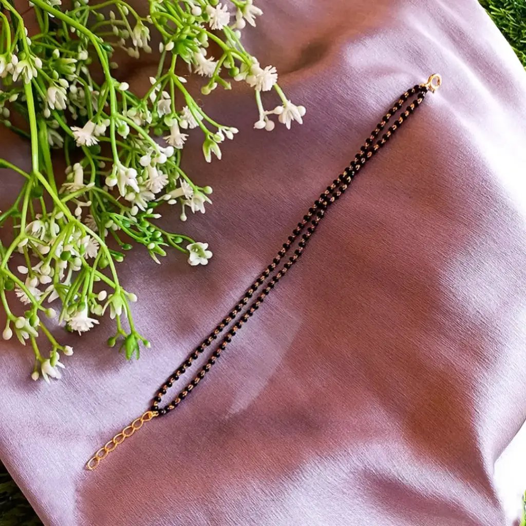 Double Line Black Beads Bracelet