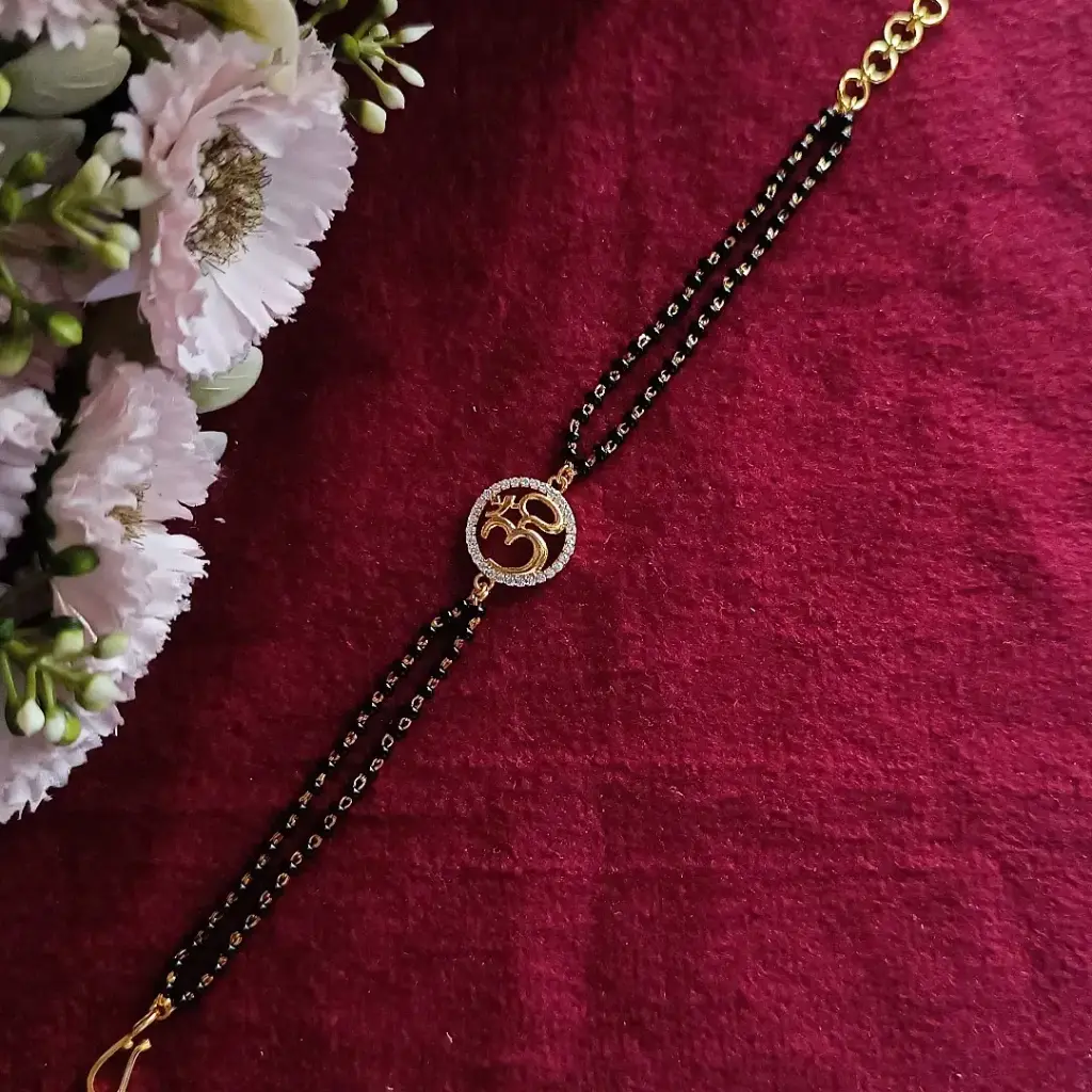 Round Om Black Beads Bracelet