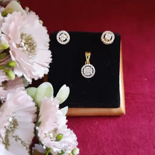 Halo Pendant and Earring Set