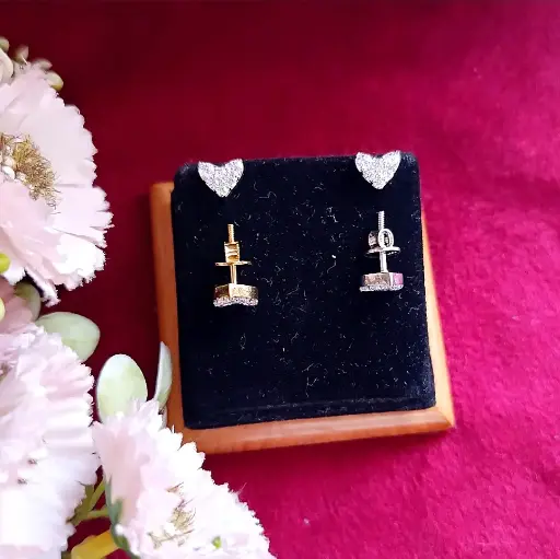 Heart-Shaped Crystal Stud Earrings