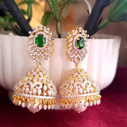Emerald Elegance Jhumka