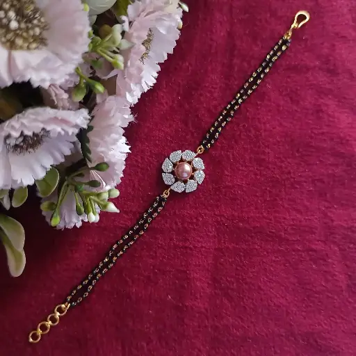 [NEMI113] 925 Silver Brown Pearl Hand Mangalsutra