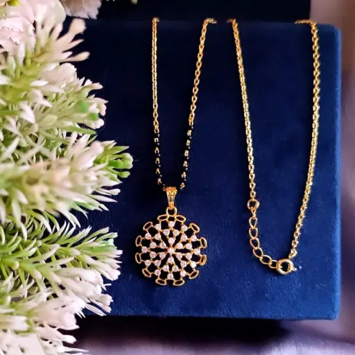 Floral Gold-Toned Mangalsutra