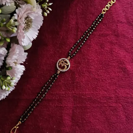 Round Om Black Beads Bracelet