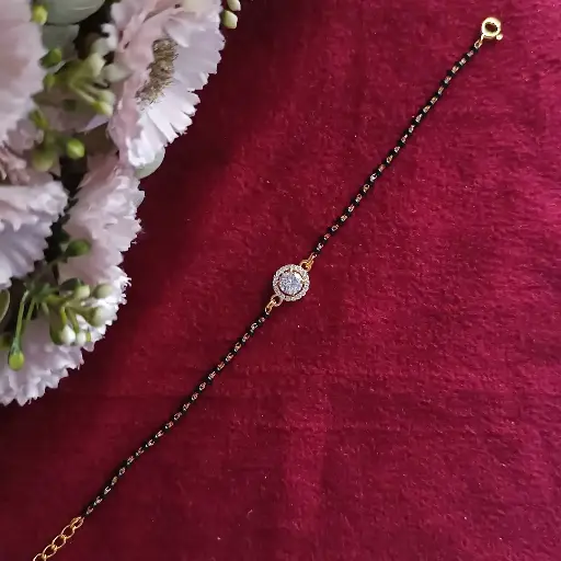Halo Round Mangalsutra Bracelet